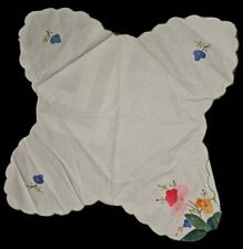 Vintage Embroidered Spring Floral Flower Bread Basket Liner Warmer