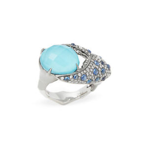 STEPHEN WEBSTER 18CT WHITE GOLD JEWELS VERNE TURQUOISE AND BLUE SAPPHIRE...