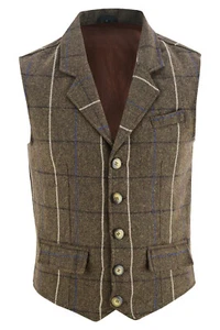 Herren Blazer Stil Formell Wolle Karo Anzug Weste Weste Tweed Abschlussball Beste Qualität - Bild 1 von 35