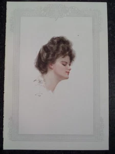 Hübsche viktorianische Frauen brünettes Haar Harrison Fisher 1908 Originaldruck - Bild 1 von 1