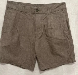 Mens Slim Fit Linen Blend Taupe Flat Front Short 7” Sz 31 Old Navy Preppy Casual - Picture 1 of 8