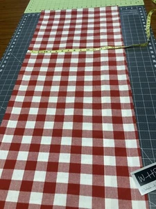 Curtain valance, red checked, 15” by 72” w/ 2” rod pocket - Picture 1 of 5