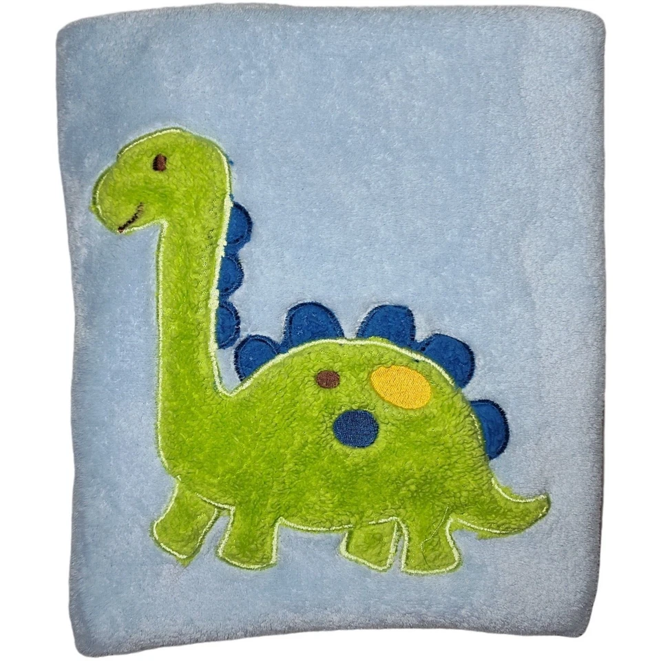 Cutie Pie Blue Green Dinosaur Baby Blanket HTF Lovey Soft Fleece Longneck Boys - Image 1 of 3