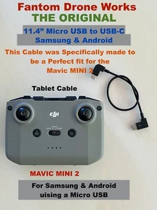 DJI Mavic Mini 2 / 3 Pro ..Remote ..11.4" Cable...Micro USB to USB-C...Samsung - Picture 1 of 4