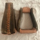 Western saddle stirrups 3" Deep Roper natural rawhide/leather NEW Made in USA
