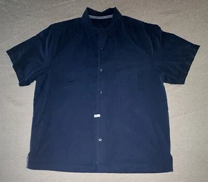Camisa Tommy Bahama Para Hombre Botones Seda Algodón Spandex Talla XL Color Azul Oscuro Usada en Excelente Condición - Imagen 1 de 7