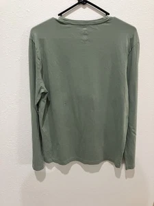 H&M Men’s Long Sleeved T-shirt Sage Green Size Medium Slim Fit - Picture 1 of 3