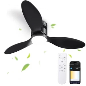 Ceiling Fans with Lights and Remote/APP Control,52" Flush Mount Ceiling Fan w... - Picture 1 of 9