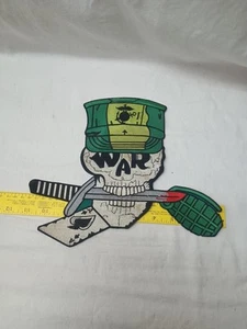 U.S.M.C. Skull Knife Grenade War Death Spade Iron on Patch Has Some Stains - Picture 1 of 11