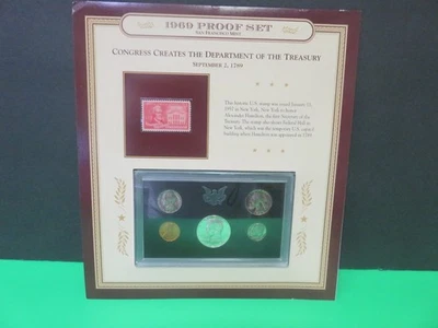 1969-S PROOF SET + 1957 3 CENT ALEXANDER HAMILTON POSTAGE STAMP - Image 1 of 4