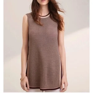 Wilfred Palmier Pullover Weste gestreift ärmellos Strick Tunika Seitenschlitze XS weinrot - Bild 1 von 5