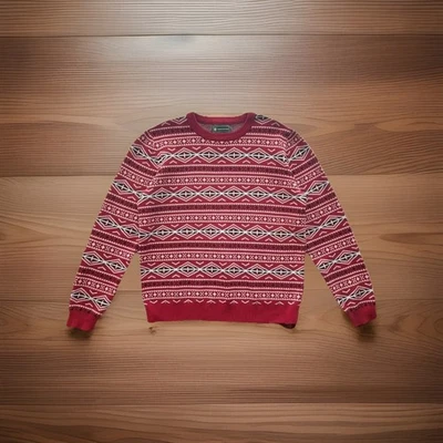 New Brooks Brothers Boys Fair Isle Sweater Red/Black/White Crew Neck Size 14Y - Image 1 of 4