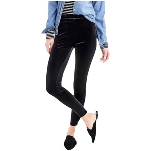J. Crew Black Velvet Stretch Leggings Womens Small S NWT Holiday Casual Pants - Picture 1 of 8