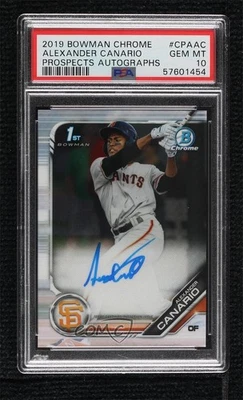 2019 Bowman Chrome Prospects Auto Alexander Canario #CPA-AC PSA 10 GEM MT Auto - Image 1 of 2