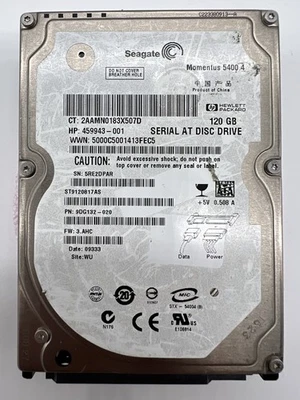 Seagate ST9120817AS 120GB 5400RPM 2.5" SATA HDD – FW:3.AHC – HP 459943-001 - Image 1 of 4