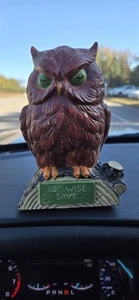 Vintage 1960’s Ceramic Owl Coin Bank "Be Wise Save" Felt Bottom, No Plug - Picture 1 of 2