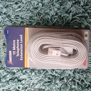 15m Telephone Landline Extension Cable Cord Phone Broadband Lead BT virgin - Zdjęcie 1 z 2