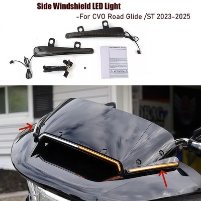Para Harley CVO Road Glide FLTRXSE 2023 2024 2025 Parabrisas Lateral Luz LED Lámpara Foto 1 de 4