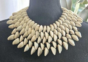 Cowrie Shell Chunky Statement Bib Necklace Beach Beautiful - Picture 1 of 5