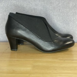 Ziera Shoes Size 40 FF Black Leather Comfort Mid Heels Shootie - Picture 1 of 9
