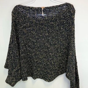 Free People Confetti Knitted Pullover Boat Neck Sweater Medium Crochet cozy boho - Picture 1 of 9