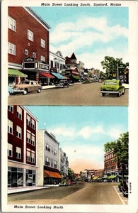 MAIN STREET SCENE Sanford, Maine ME multi view unused Postcard - Picture 1 of 2