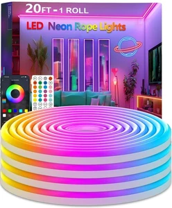 20Ft Neon Rope Lights,Flexible Led Rope Lights Control with App/Remote - Picture 1 of 7