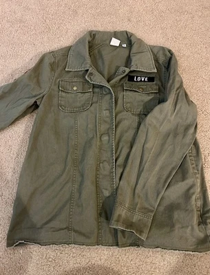 Chaqueta De Colección Comida Chatarra Mujer M Oliva Militar Paz Amor Y2K Bolsillos con Botones a Presión Foto 1 de 4