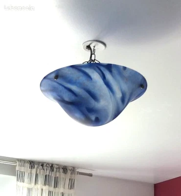 ART DECO -  VASQUE LUSTRE SUSPENSION en Pâte de VERRE - TBE - Photo 1/4