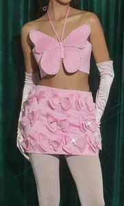 Forever 21 X Wicked Glinda Butterfly Halter Top & Mini Skirt Set, Medium - Picture 1 of 10