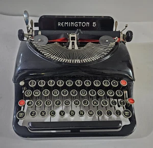 1930’s Remington Model 5 Glossy Black Vintage Portable Typewriter - Picture 1 of 11