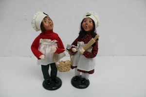 Byers' Choice 2002 9" Girl w/Rolling Pin, Cookie Cutter & Boy Holding Basket - Picture 1 of 11
