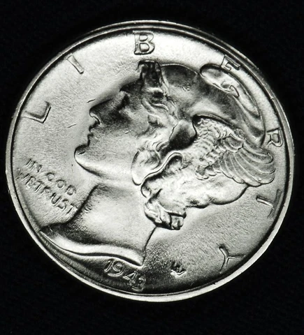 1943-s Mercury Dime.  66% Full Horizontal Band Separation   BU (Inventory A) Cover