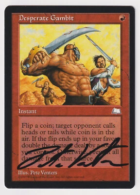 Signed Desperate Gambit MP Weatherlight Artist Pete Venters 1997 WOTC MTG Magic! - Image 1 of 2