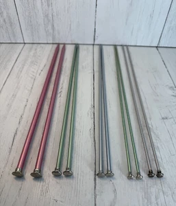 LOTE 5 agujas de tejer Susan Bates aluminio 14" de colección talla 11 9 8 4 hechas en EE. UU. - Imagen 1 de 9