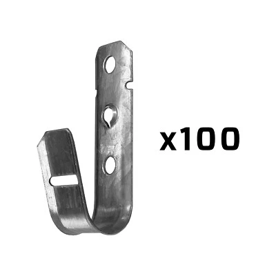 Paquete de 100 ganchos en J de metal de 3/4" pulgadas para soporte de cable de red - montaje en superficie Foto 1 de 4