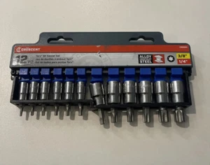 Crescent 12pc 1/4" 3/8" Drive Torx Bits Sockets T10-T60 Polish Chrome Set CBSS2N - Picture 1 of 4