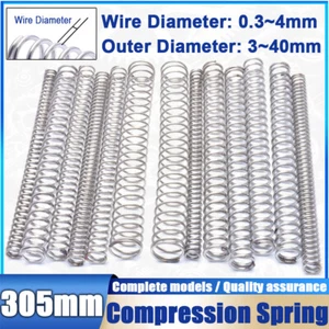 Length 305mm Stainles Steel Compression Spring Wire Dia. 0.3/0.4/0.5~2/2.5/3/4mm - Picture 1 of 15