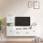 TV Cabinet Set Unit 5 Piece High Gloss White Engineered Wood vidaXL