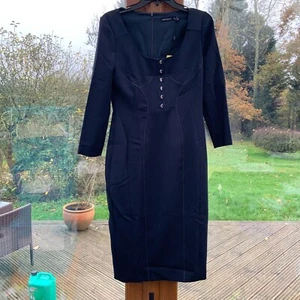 Karen Millen Panelled Stretch Jersey Pencil Dress Navy UK 10 New rrp £180 - Picture 1 of 4