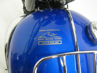 2 WORLD MOTORCYCLE SPEED RECORD HOLDER gold Triumph tank shocks vinyl stickers - Image 1 of 4