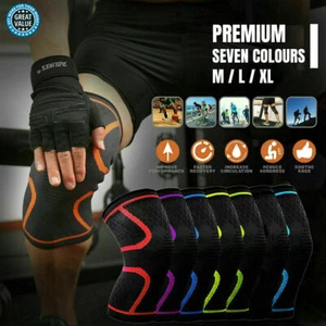 Knee Support Brace Compression Sleeve Arthritis Pain Relief Gym Sports Running - Picture 1 of 25