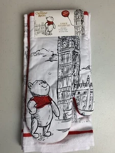 Disney Christopher Robin Winnie Pooh Set Cucina 2 Asciugapiatti Forno Mitt Nuovo - Foto 1 di 7