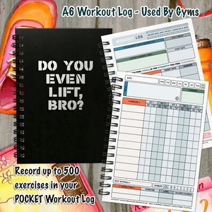 Männliches Fitnessstudio Logbuch Trainingstagebuch Übungstagebuch A6 Taschengröße für Männer & Frauen - Bild 1 von 7