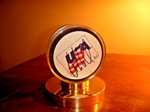 John Leclair #10 USA Hockey Team Signed Hocky Puck with Case