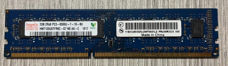 DIMM Hynix 2GB DDR3 1066 PC3 8500 HMT125U6TFR8C-G7 - Immagine 1 di 2