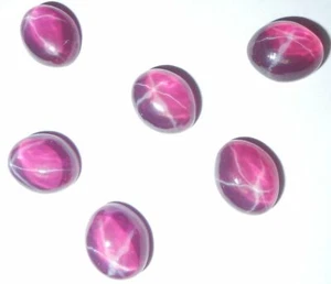 Transparent Star Ruby Oval 11x9 mm Cabochon 6 Rayed Lab-created Stone 10 pcs Lot - Picture 1 of 12