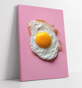 FRIED EGG PINK BACKGROUND -FRAMED CANVAS WALL ART PICTURE PRINT - Picture 1 of 2