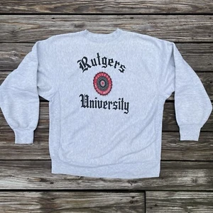 Vintage 80’s 90’s Champion Reverse Weave Warmup Rutgers Crewneck Sweatshirt 2XL - Bild 1 von 7