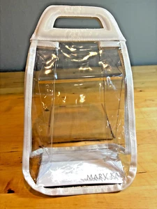 MARY KAY CLEAR VINYL PLASTIC TOTE SECURE CLOSE HANDLES 10 X 6 X 3" - Picture 1 of 6